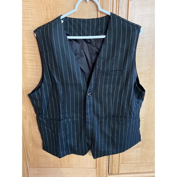 Mens Costume L Pinstripe Vest With Bow Tie Necktie Pocket Watch & Accessories - Picture 2 of 7